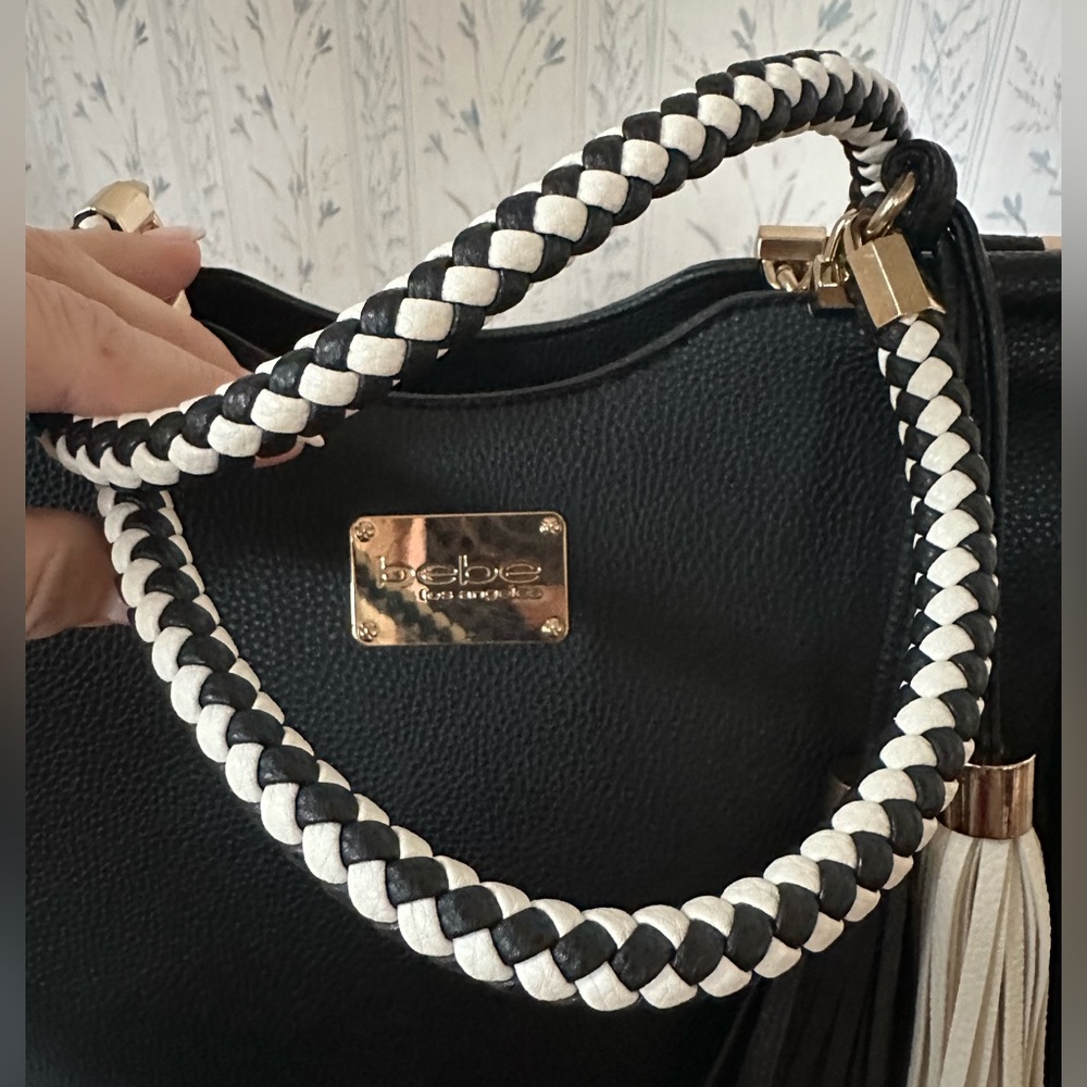 Bebe Black Tote with Gold Accents - Picture 5 of 15